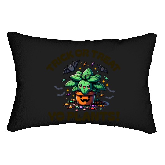 Trick Or Treat Yo Plants Funny Halloween Plant Lumbar Pillows