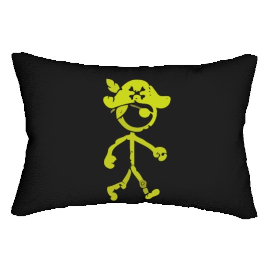 Pirate Stick Figure Lumbar Pillows Distressed Yellow