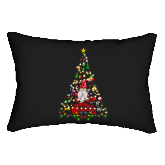 Funny Gnomes Christmas Tree Gnomies Family Xmas Lumbar Pillows