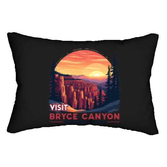 Bryce Canyon National Park Retro Illustraion V 01 Lumbar Pillows