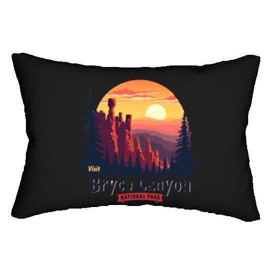 Bryce Canyon National Park Retro Illustraion V 02 Lumbar Pillows