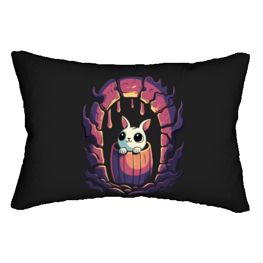 Cute Dungeon Bunny in a Barrel Lumbar Pillows