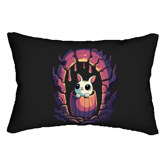 Cute Dungeon Bunny in a Barrel Lumbar Pillows