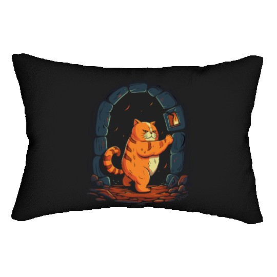 Funny Chubby Red Dungeon Cat Lumbar Pillows