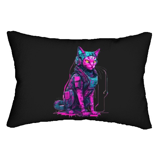Cyber Warrior Cat Lumbar Pillows