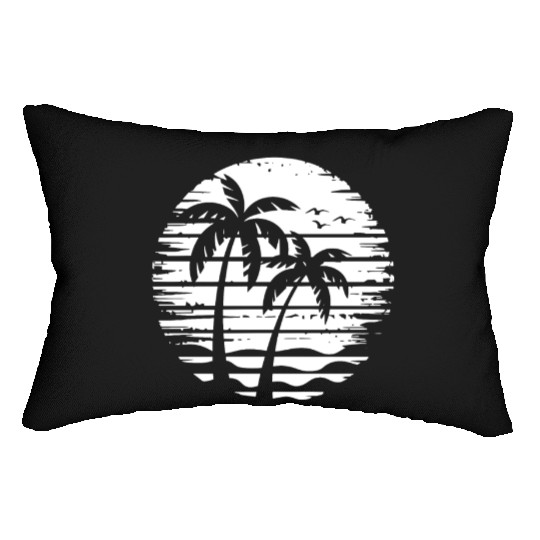Vintage Palm Tree Beach Sunset Tropical Retro Lumbar Pillows