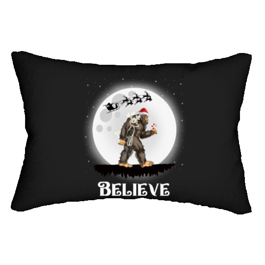 Believe Santa Bigfoot Christmas Sasquatch Lumbar Pillows