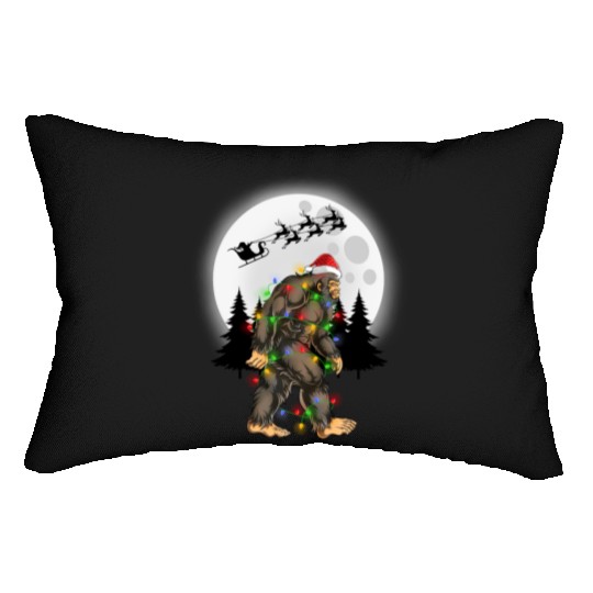 Bigfoot Believe Christmas Tree Sasquatch Santa Lumbar Pillows