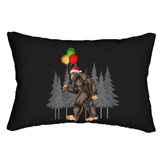 Bigfoot Believe Christmas Tree Sasquatch Santa Lumbar Pillows