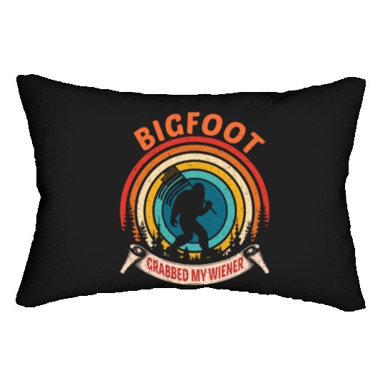 Bigfoot Grabbed My Wiener Retro Graphic USA flag Lumbar Pillows
