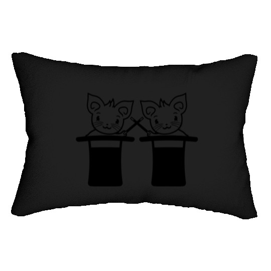 2 Magical Enchanted Top Hat Wizard Cats Friends Lumbar Pillows