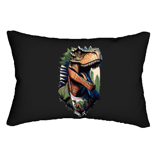 Tyrannosaurus style - Cool Raptor in Jacket Lumbar Pillows