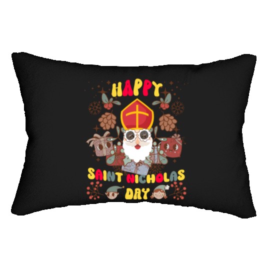 Groovy Saint Nicholas Day logo Lumbar Pillows