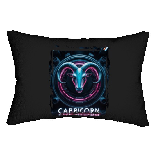 Zodiac sign Capricorn in cyberpunk era Future Lumbar Pillows