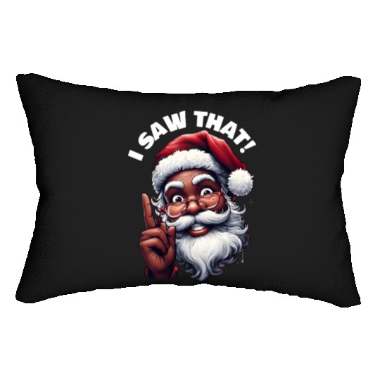 Santa's Watching Festive African American Santa Lumbar Pillows