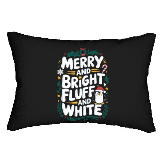 Merry And Bright, Fluff And White Penguin Lumbar Pillows