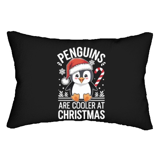 Penguins Are Cooler At Christmas Lumbar Pillows