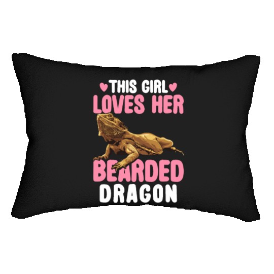 This Girl Loves Her Bearded Dragon Lizard Lover Lumbar Pillows
