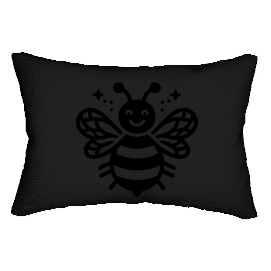 Honey bee kids style insect drawing path15 Lumbar Pillows