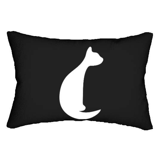 Cute Sitting Cat Pretty Shadow Outline Silhouette Lumbar Pillows