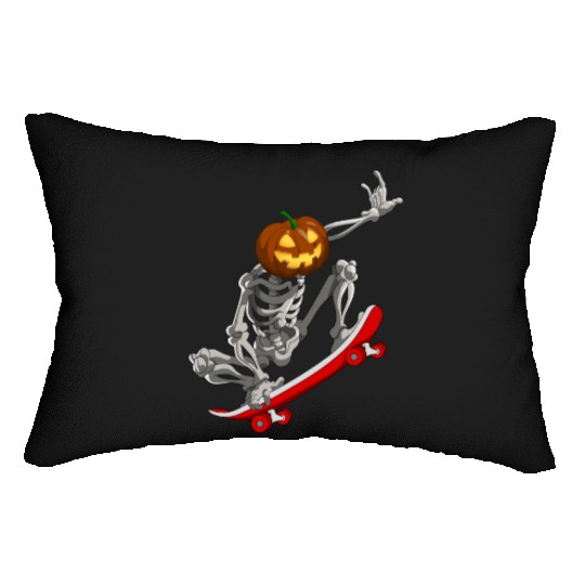Skateboarding Skeleton Halloween Skater Skateboard Lumbar Pillows