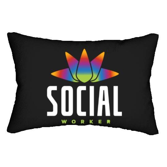 Social Worker Rainbow Lotus Lumbar Pillows