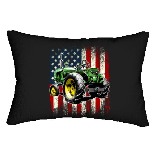 Farmer Tractor Driver US Flag Independence Day Lumbar Pillows