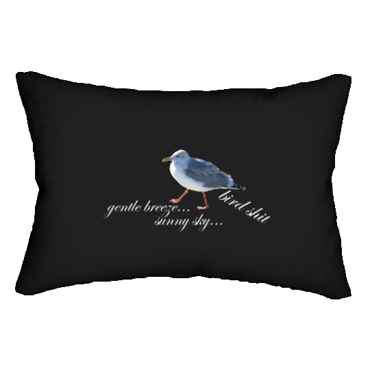 sun sea atlantic coast seagull holidays bird shit Lumbar Pillows