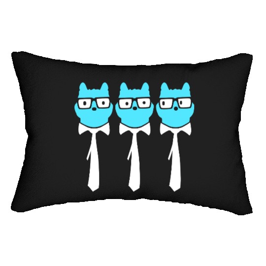 3 Smart Nerd Cat Horn-Rimmed Glasses Geek Tie Team Lumbar Pillows