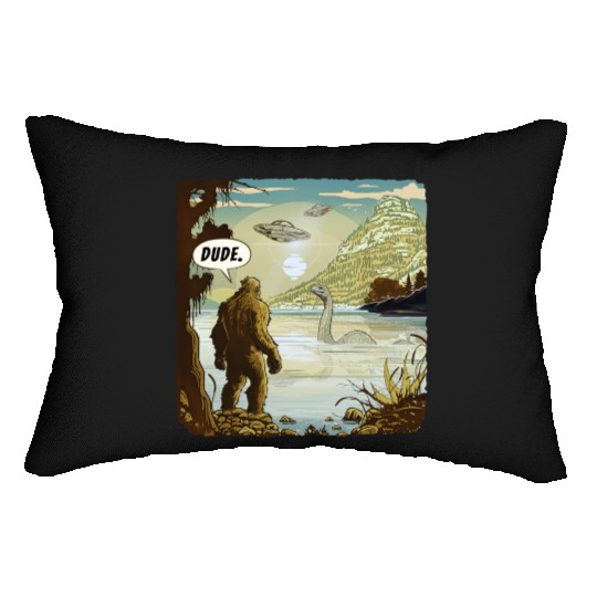 Funny UFOs Bigfoot Sasquatch Introvert Loch Ness Lumbar Pillows