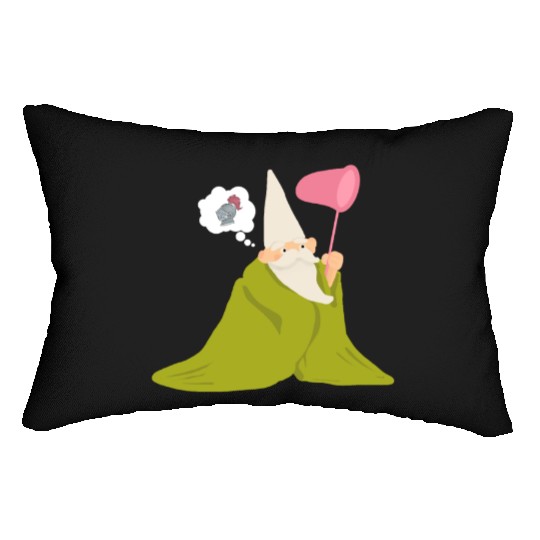 Crawly Gnome Tiny Green Wizard, Funny Green Gnome Lumbar Pillows