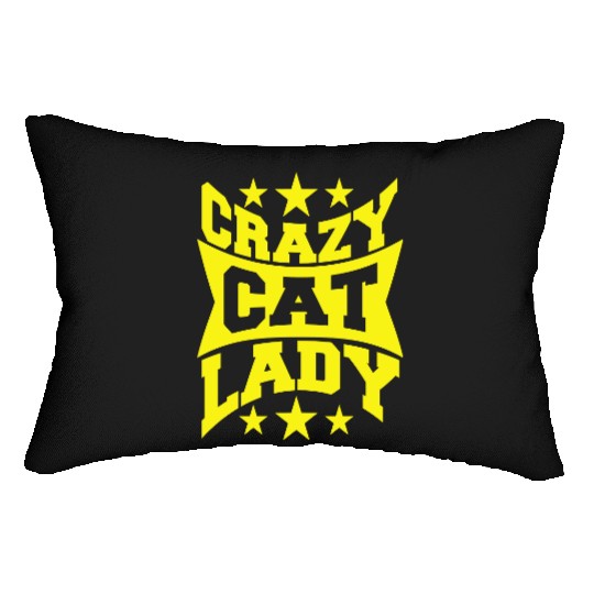 Crazy Cat Lady Text Love Saying Quote Weird Woman Lumbar Pillows