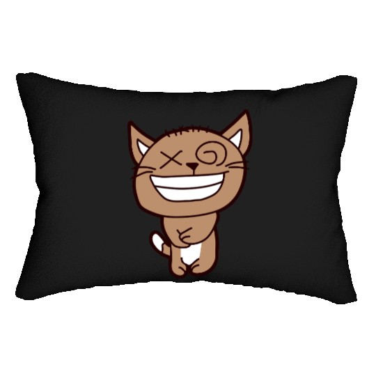 Crazy Cat Weird Funny Eyes Cool Grimace Cartoon Lumbar Pillows