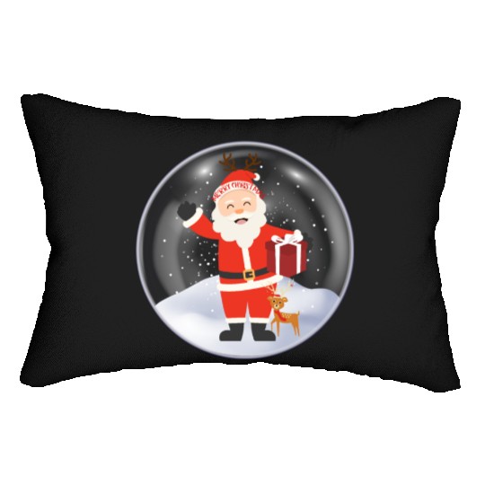 Santa’s Joy: Christmas Snow Globe Lumbar Pillows