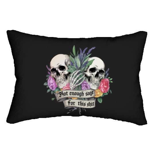 Bold Gothic Skulls & Sage Art | Dark Humor Lumbar Pillows