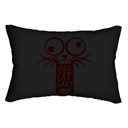 Crazy Cat Lady Text Love Saying Quote Weird Woman Lumbar Pillows