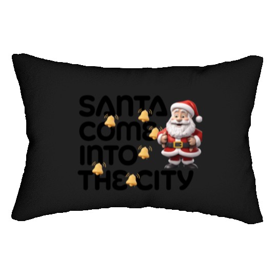 Festive Santa with Jingle Bells Design Lumbar Pillows
