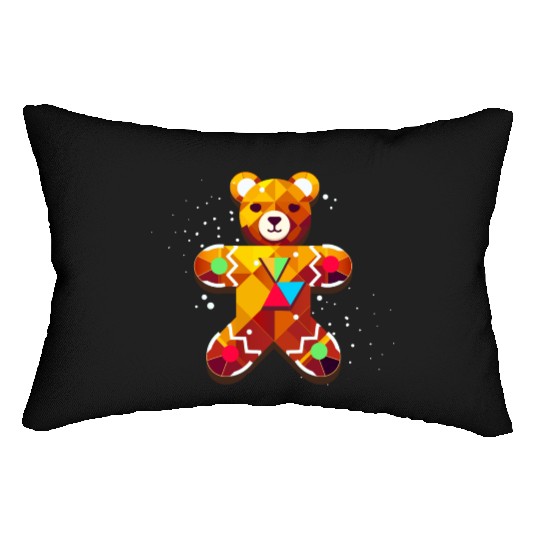 cute gingerbread bear - festive christmas design Lumbar Pillows