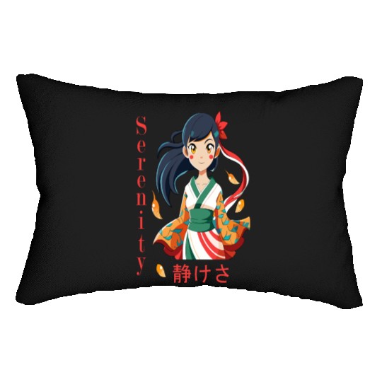 Autumn Serenity - 静けさ Kimono Girl Art Lumbar Pillows