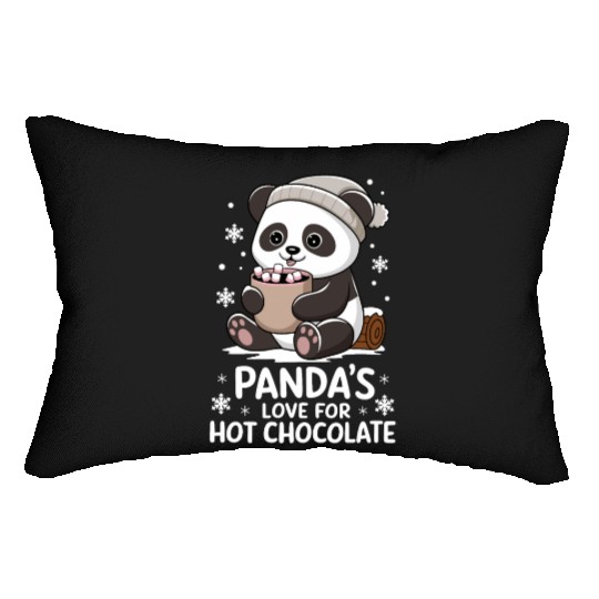 Panda's Love For Hot Chocolate Winter Vibes Lumbar Pillows