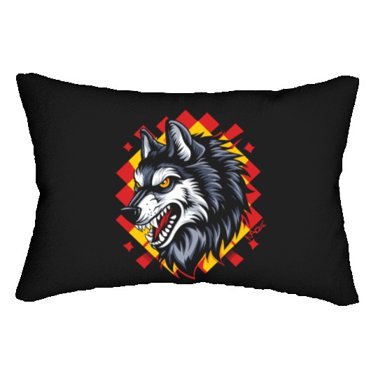 The Big Bad Checkered Pattern Wolf Lumbar Pillows