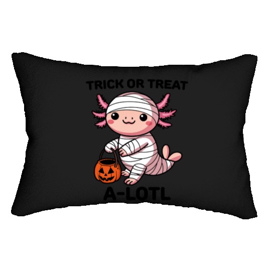 Funny Halloween Cute Axolotl Trick or Treat Lumbar Pillows