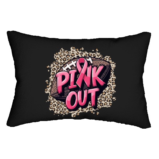 Pink Out Breast Cancer Football Coquette Bow Mom Lumbar Pillows