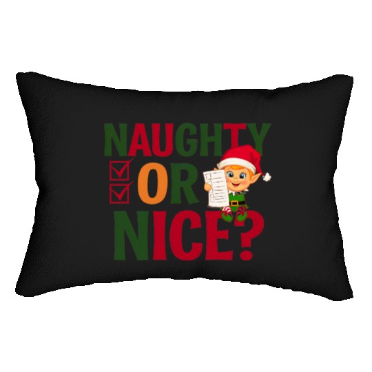 Naughty or Nice Elf Checklist Christmas Fun Lumbar Pillows