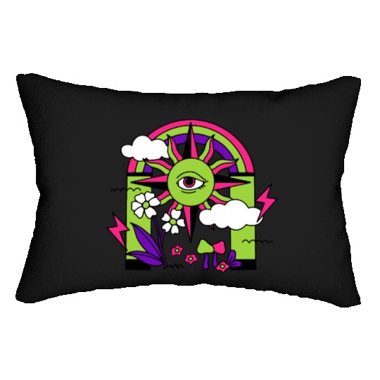 Pink ve Green Psychedelic I Need Space Lumbar Pillows