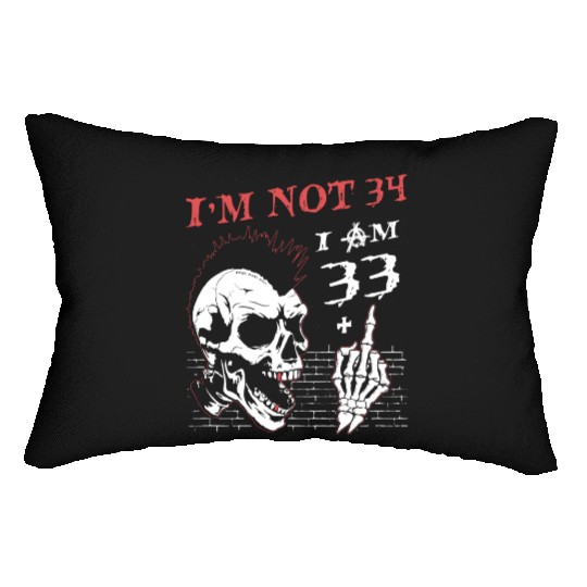 I Am 33 Plus Middle Finger - 34th Birthday Lumbar Pillows