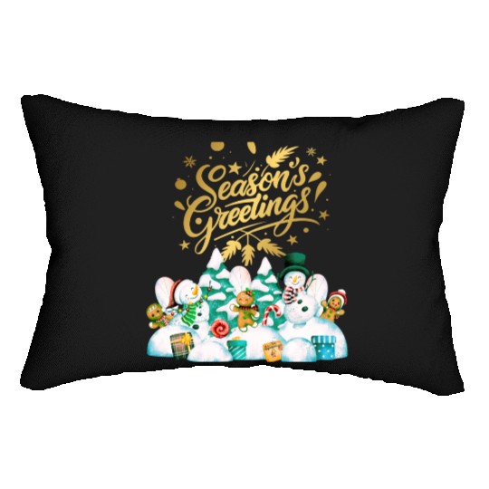 Seasons greetings with friends Lumbar Pillows