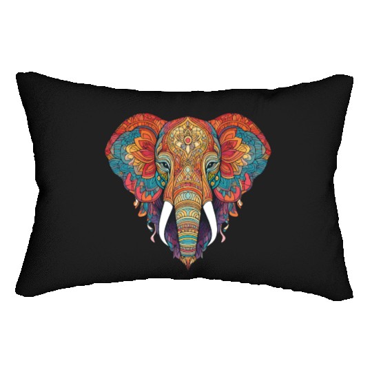 elephant animal zentangle artwork Lumbar Pillows