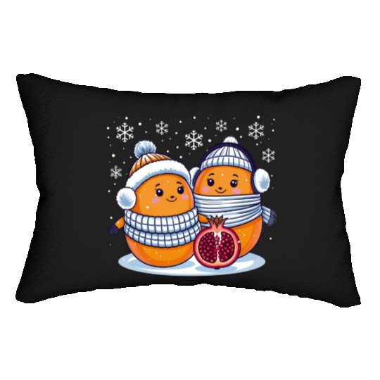 Cozy Winter Fruits: Oranges & Pomegranate Lumbar Pillows
