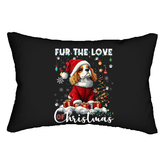 Cavalier King Charles Spaniel Christmas Tree Dog Lumbar Pillows
